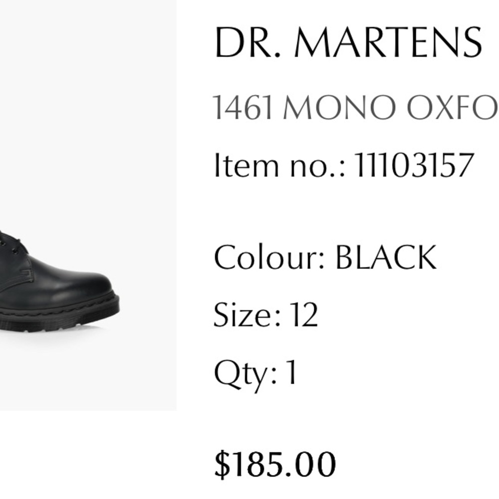 Dr. Martens Black Oxford Shoes with Air-Cushioned Sole